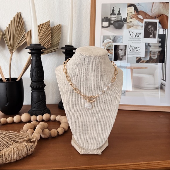 ✨ PEARL STYLE CHAIN DOUBLE LINKED NECKLACE - Picture 2 of 7